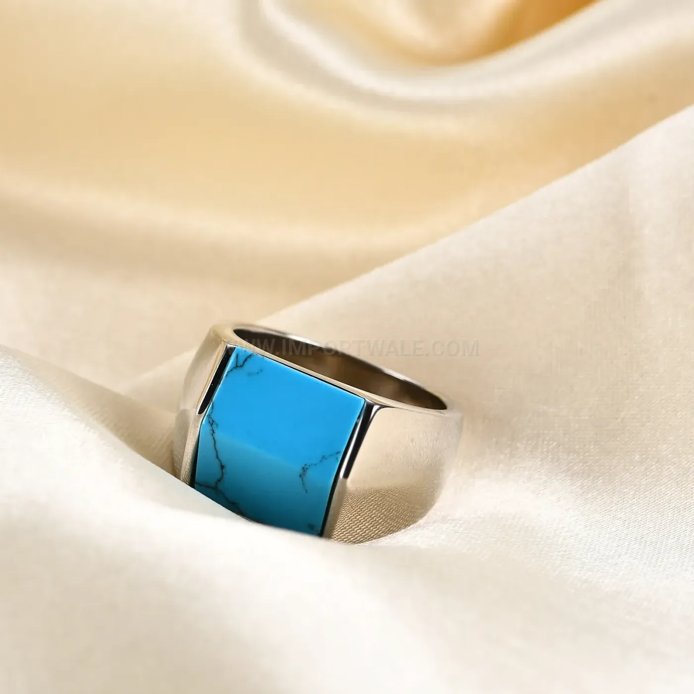 Classic Square Geometric Stainless Steel Vintage Signet Ring