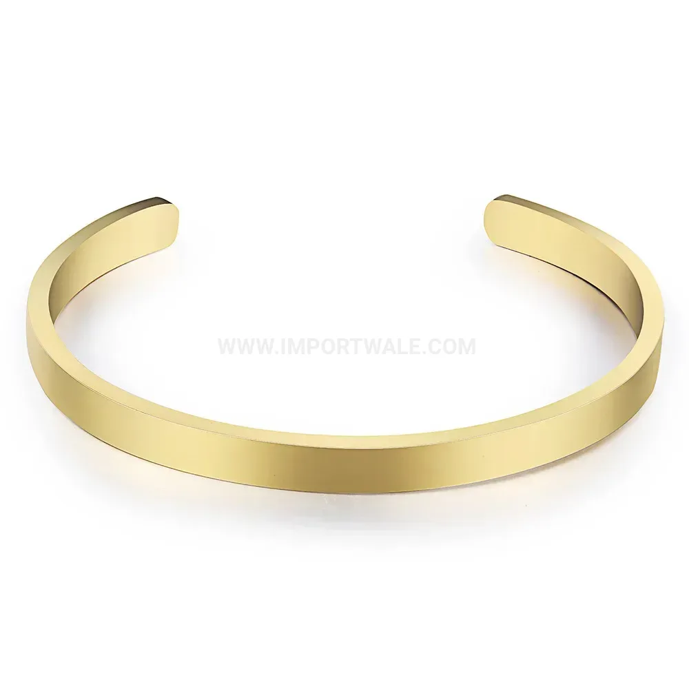 Designer Polished C-Shape Stainless Steel Open Cuff Bracelet