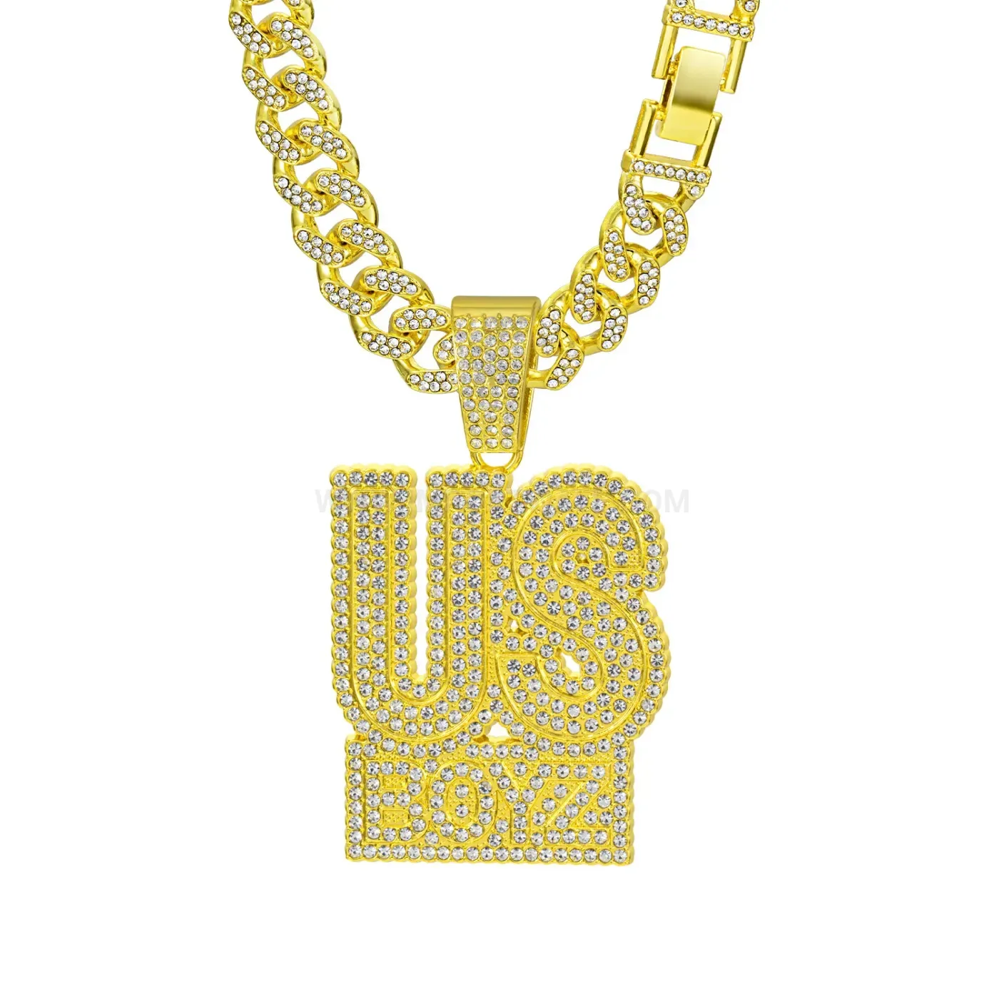 Iced Out US BOYZ Lettering Hip Hop Pendant