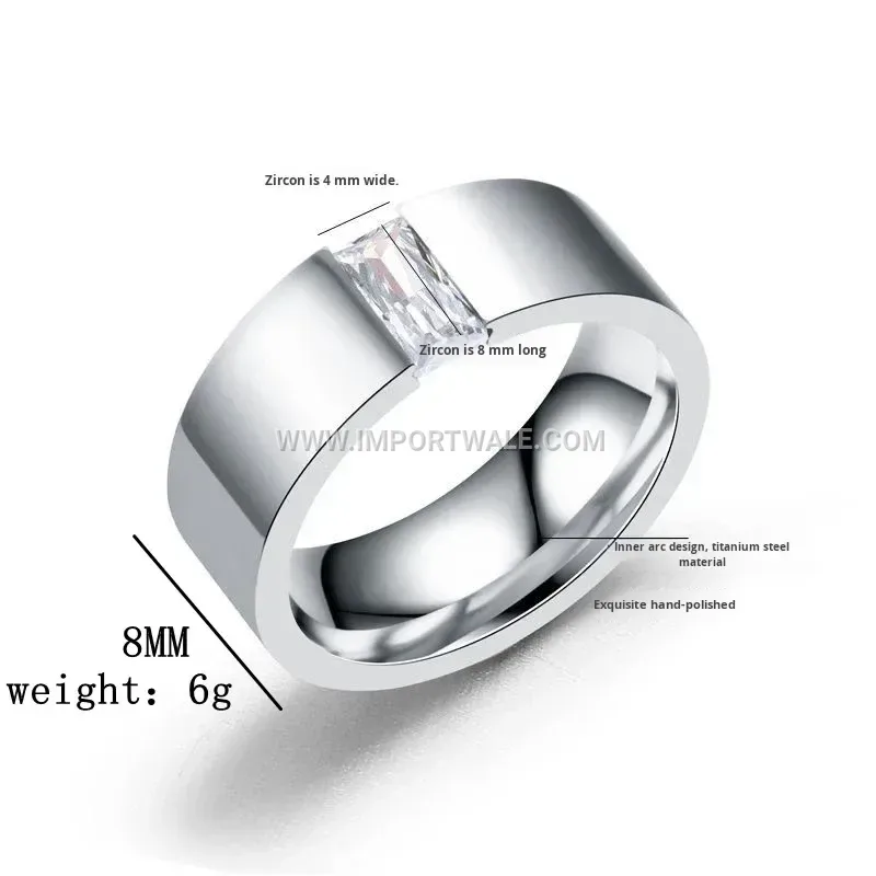 Silver Plated Micro Inlaid Zircon Steel Ring