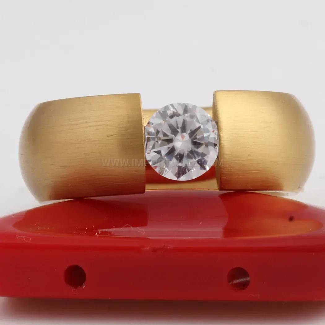 Gold Plated Stainless Steel Cubic Zirconia Geometric Ring