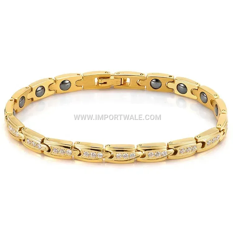 Stainless Steel Bullet Zircon Magnetic Link Bracelet