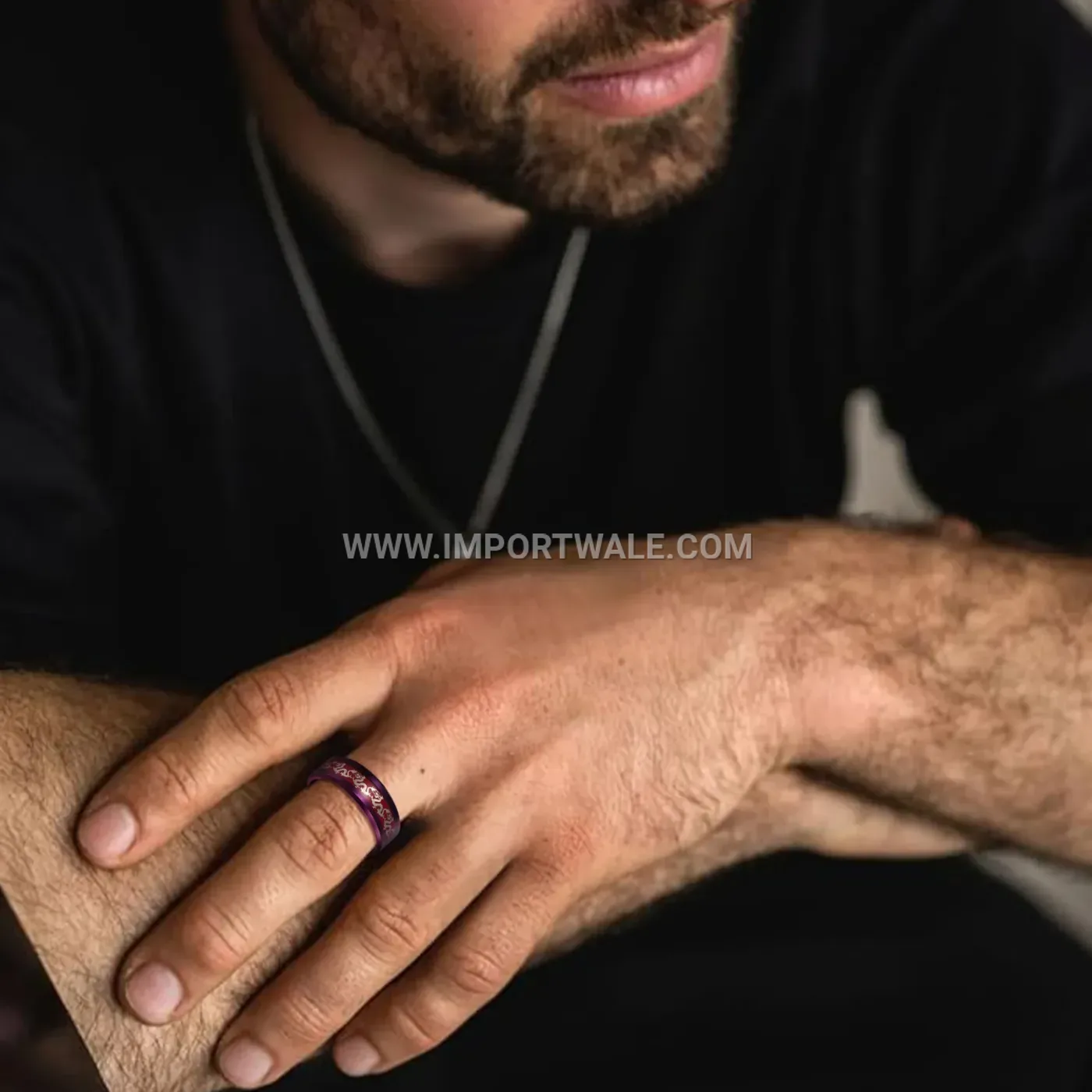 Stainless Steel Purple Dragon Pattern Couple Ring