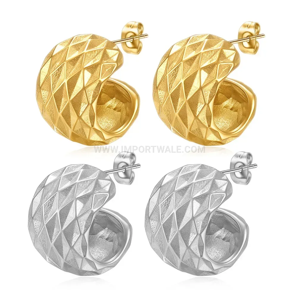 Vintage Openwork Rhombus Stainless Steel Drop Earrings