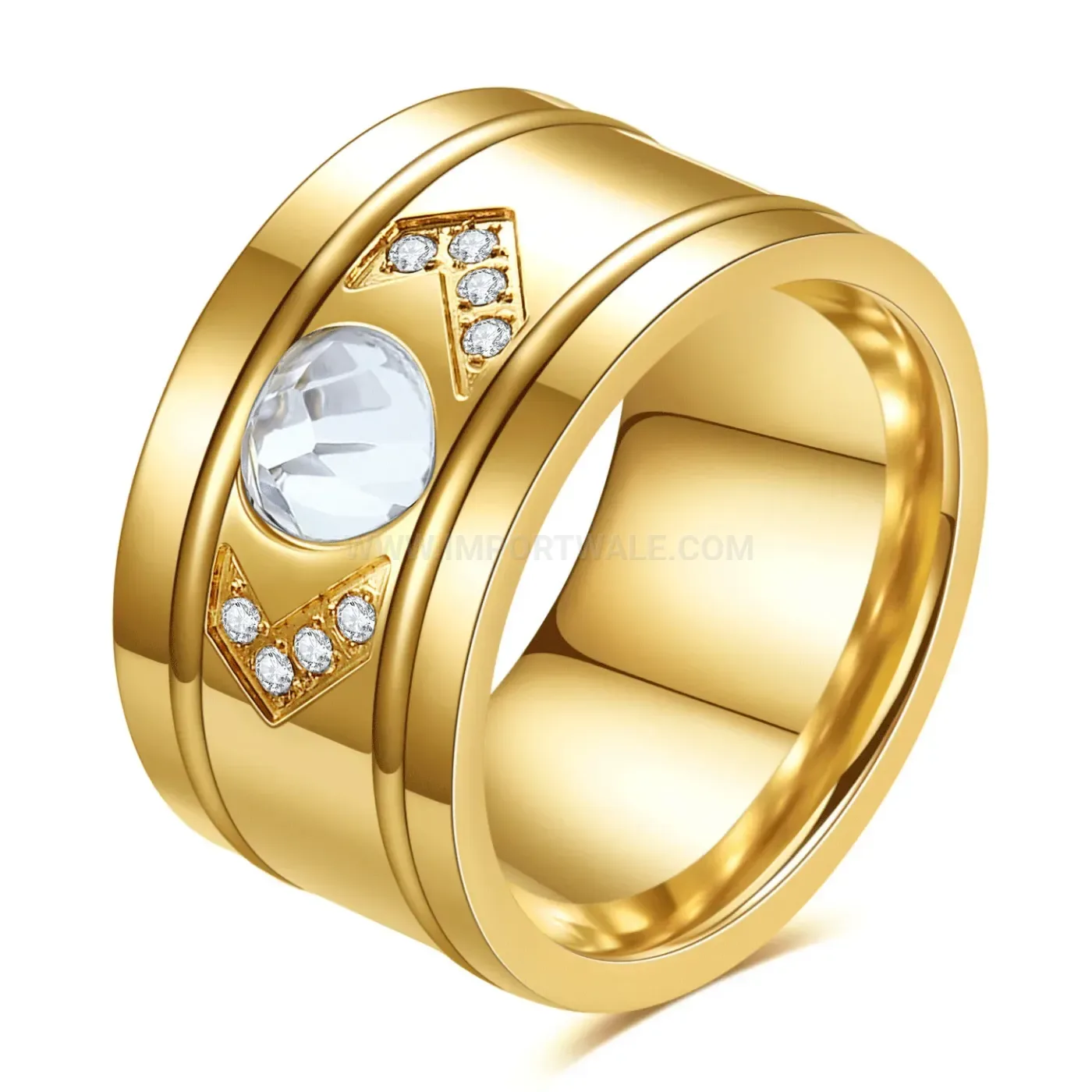 Heart Arrow Accent Stainless Steel Band Ring