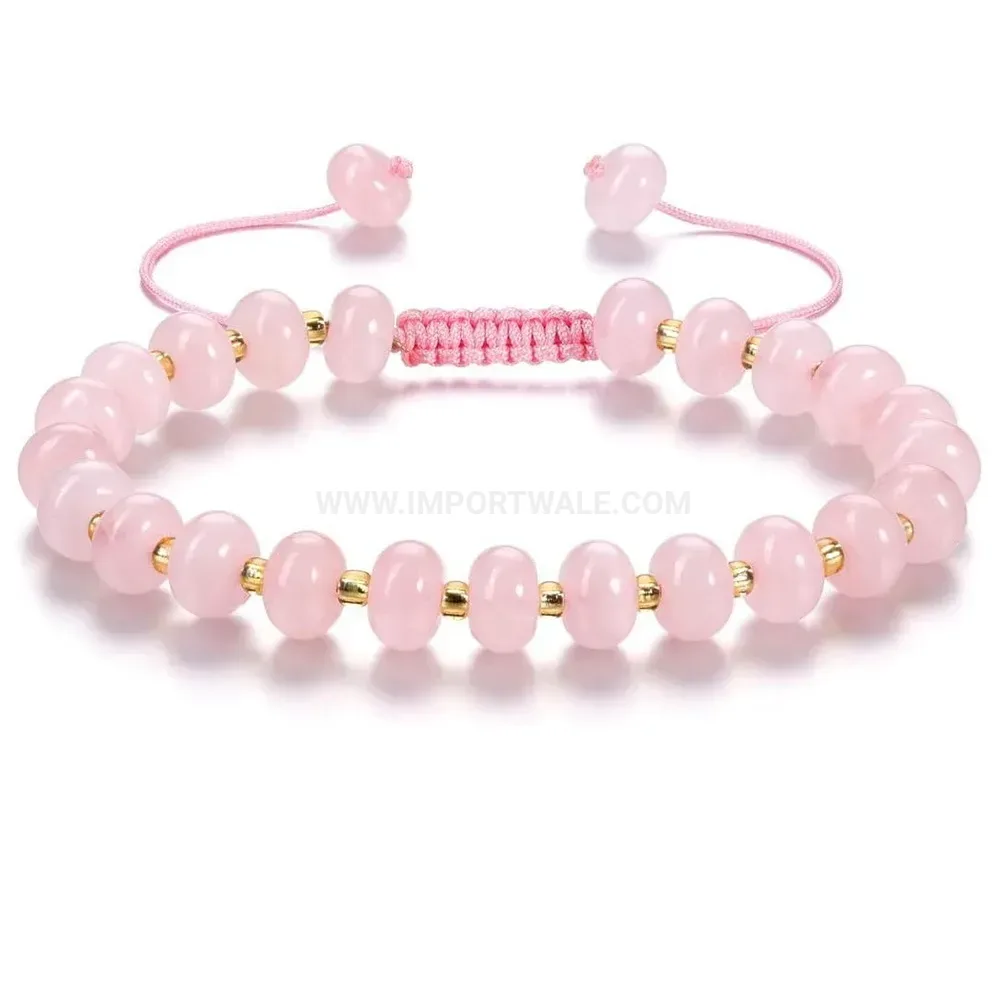 Handwoven Stainless Steel and Natural Stone Beaded Bracelet
