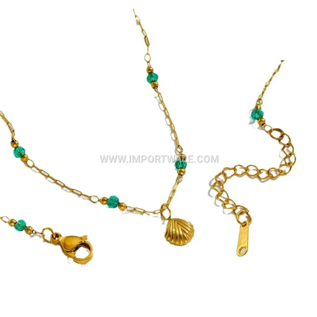 Green Shell Pendant Titanium Steel Anti Tarnish Anklet