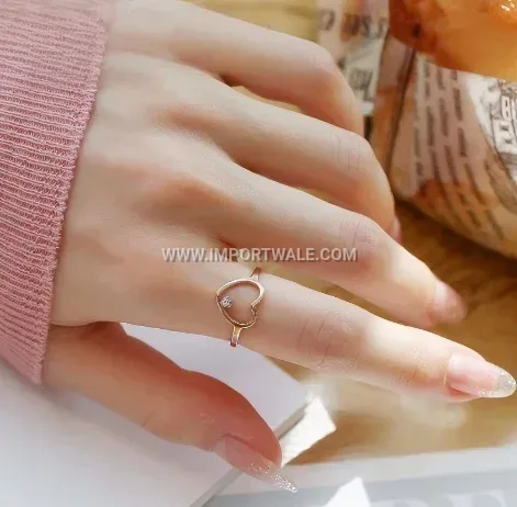 Heart Cut Zircon Openwork Stainless Steel Solitaire Ring
