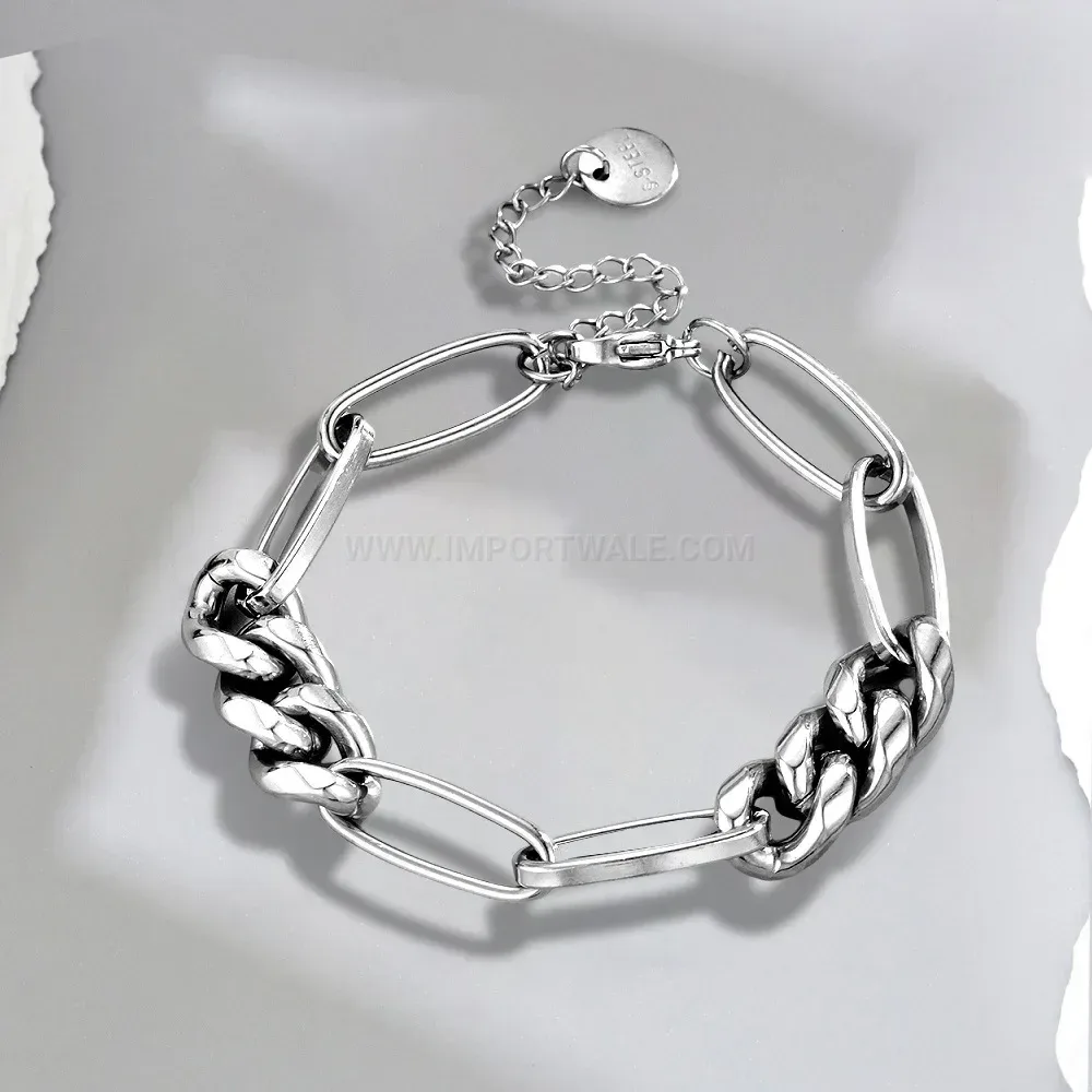 Fashion Vintage Hip-Hop Gold Chunky Chain Titanium Steel Bracelet