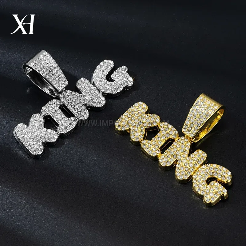 Iced Out King Letter Alloy Hip Hop Pendant