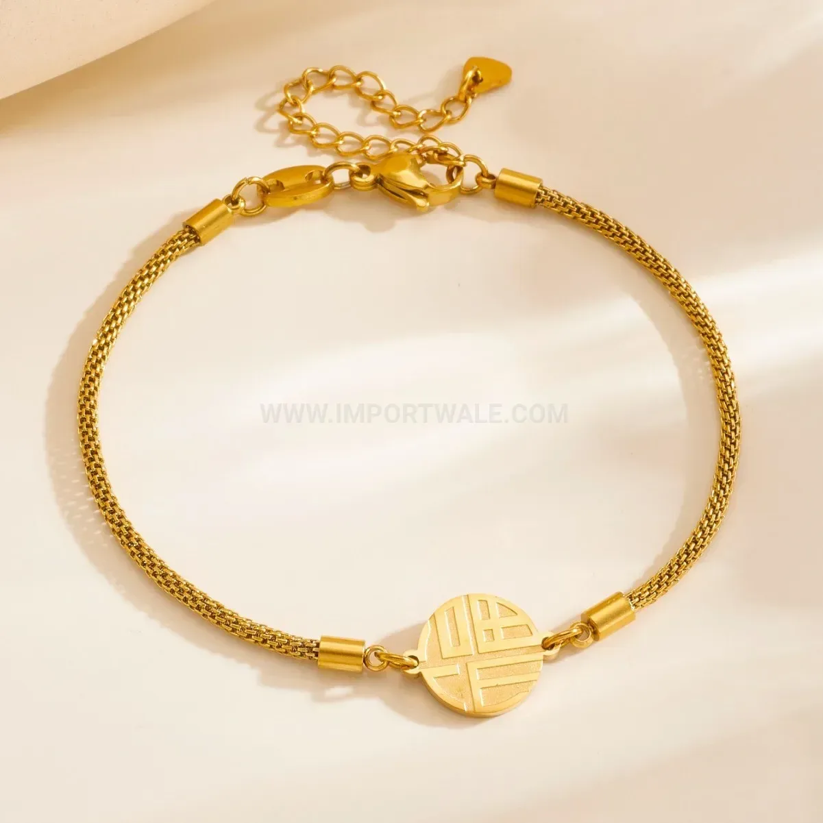 Modern Gold Plated Stainless Steel Good Fortune Bracelet