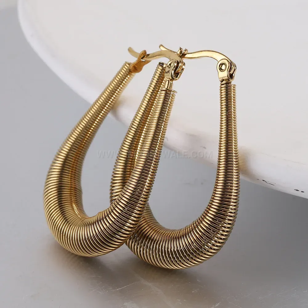 Modern Spring U Shaped Stainless Steel Hoop Earrings