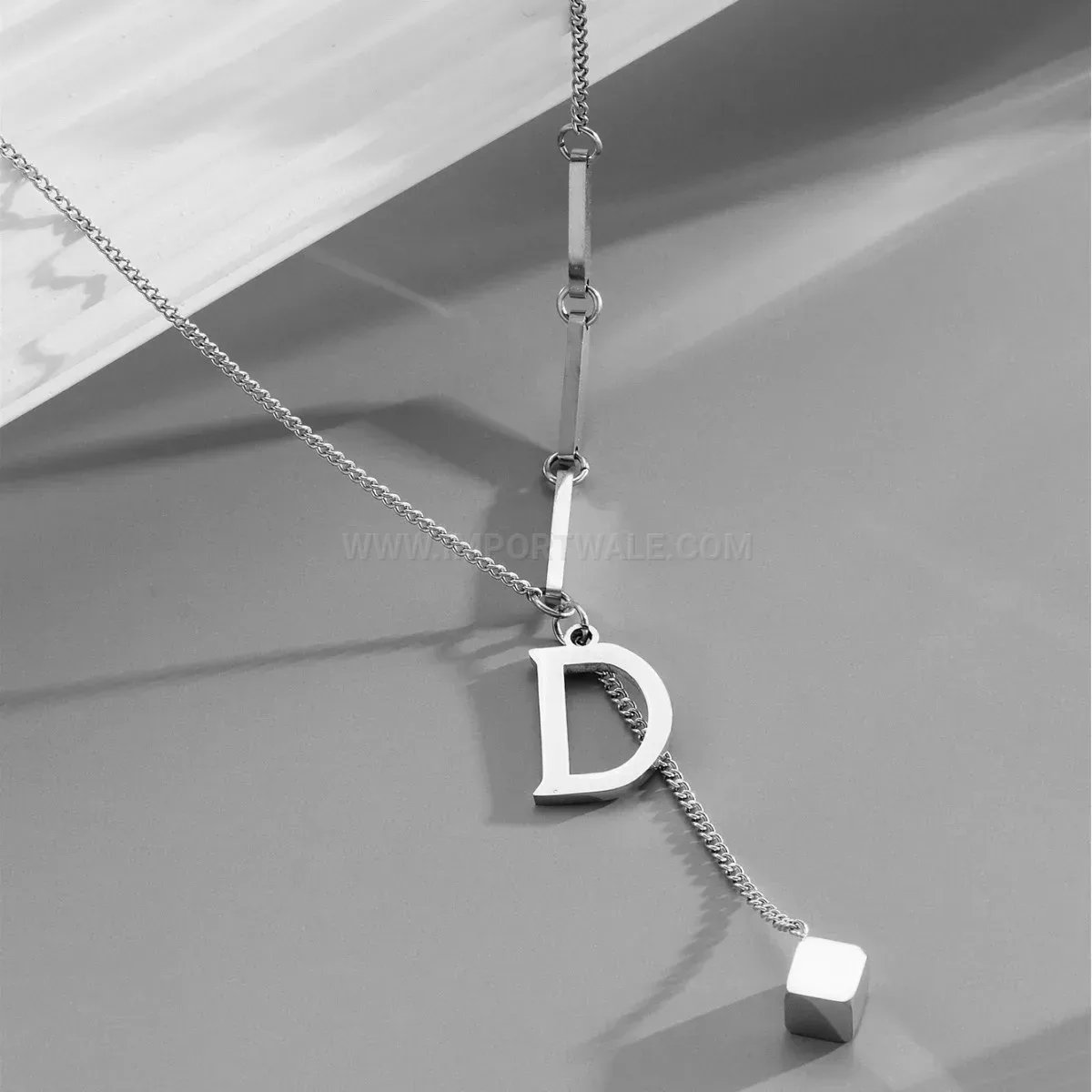 Bold Punk Style Front-Clasp Stainless Steel Letter D Pendant Necklace