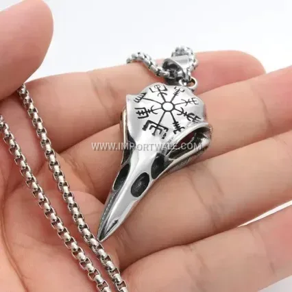 Norse Viking Raven Head Titanium Steel Pendant