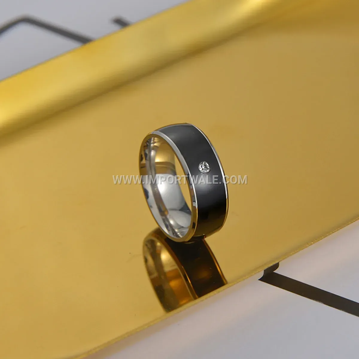 Minimalist Stainless Steel Enamel Band Ring 8mm
