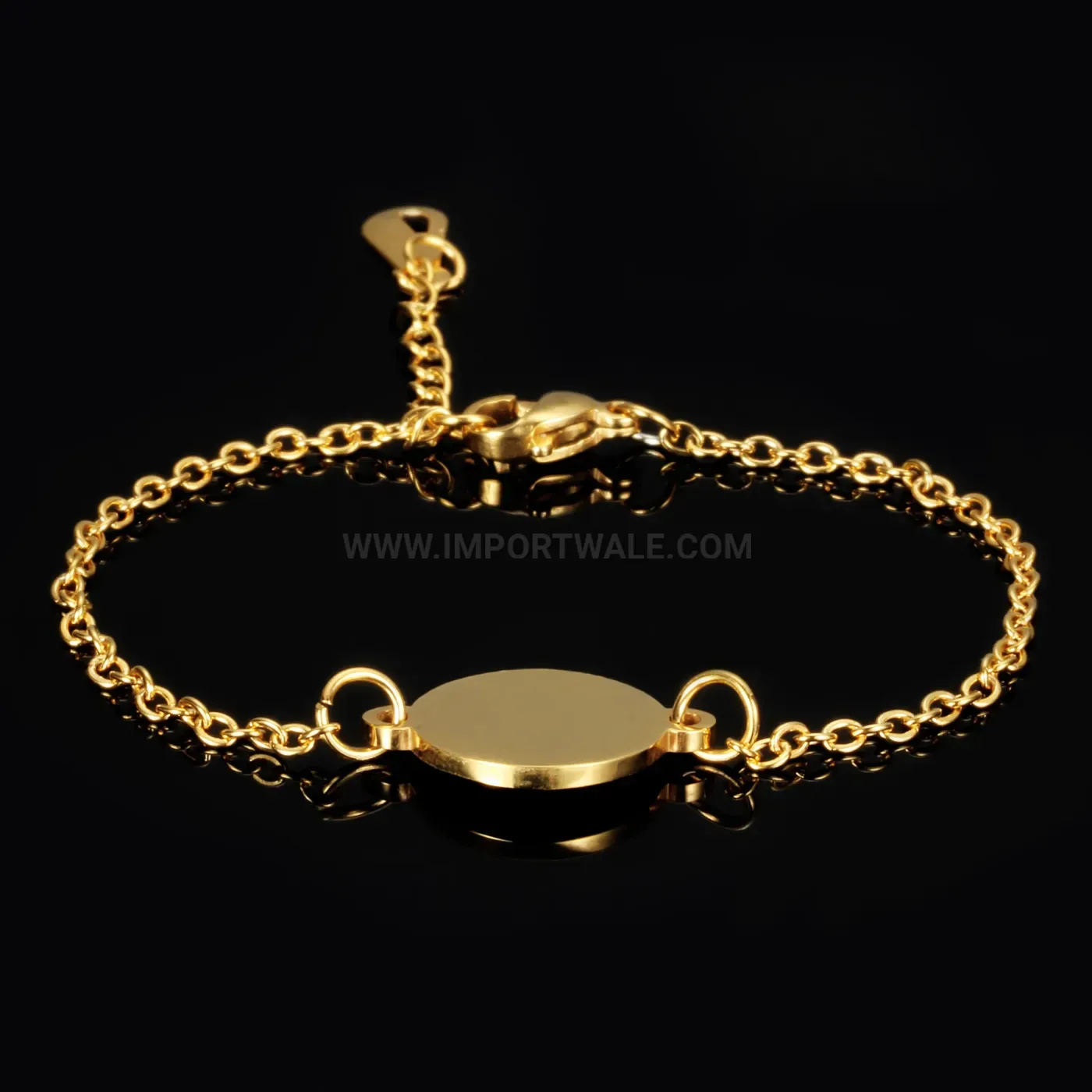 Modern Minimalist Stainless Steel Bracelet with Round Engravable Coin Disc Charm