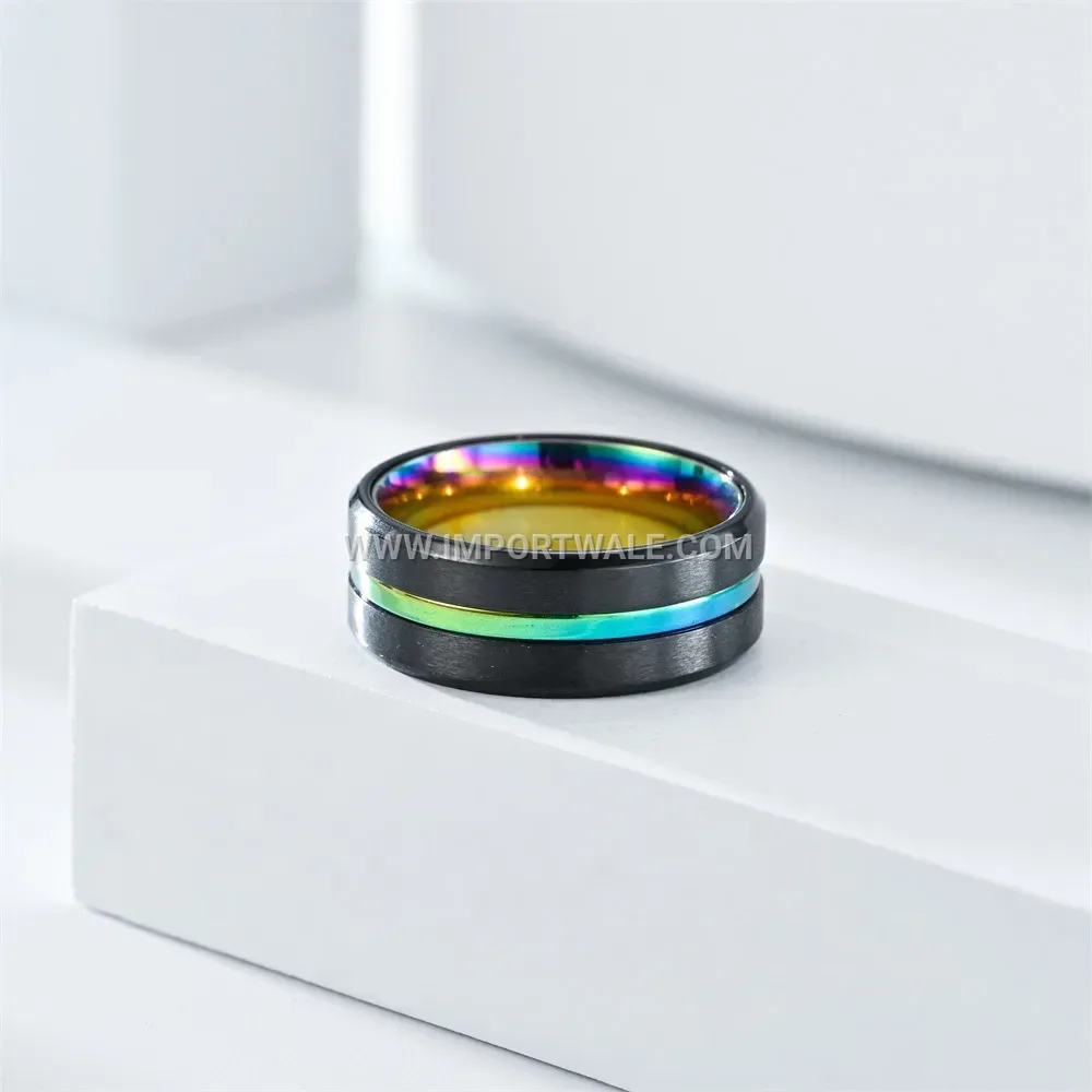 Two-Tone Plated Stainless Steel Band Ring