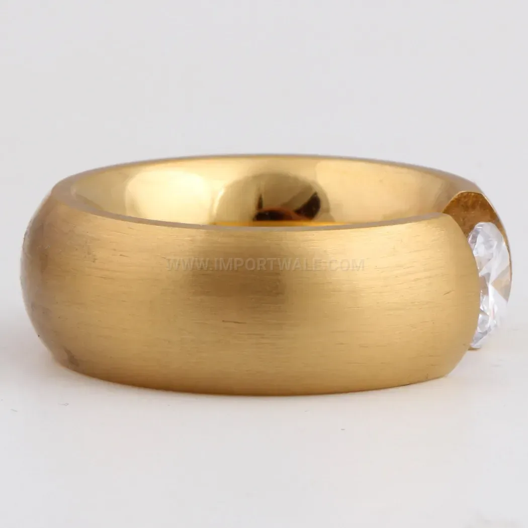 Gold Plated Stainless Steel Cubic Zirconia Geometric Ring