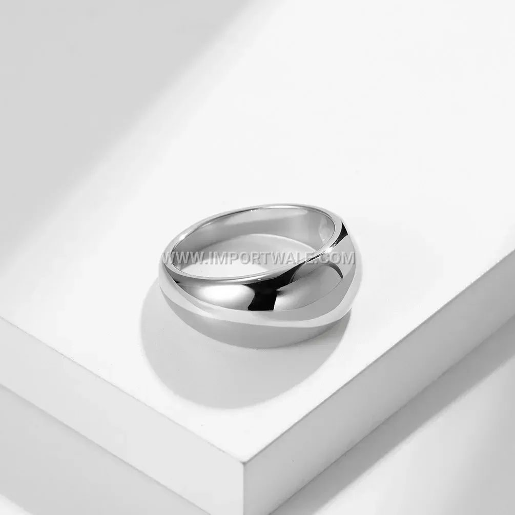 Sleek Teardrop Plain Stainless Steel Band Ring