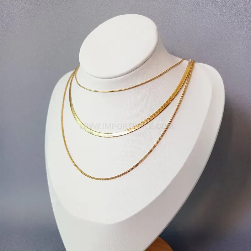 Fashion Multi Layered Gold Titanium Steel Snake Chain Necklace