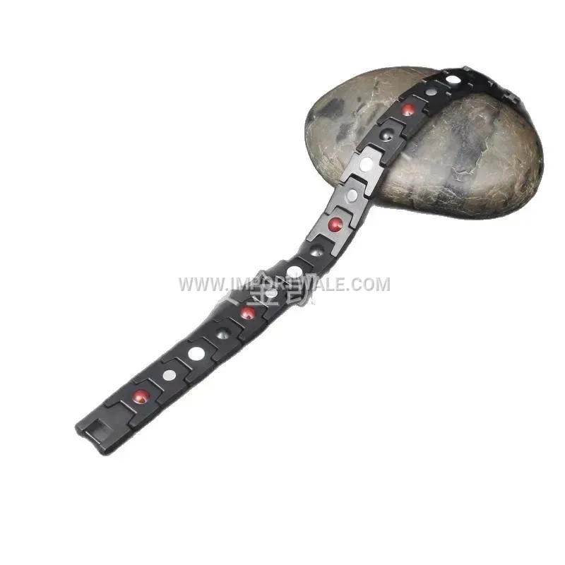 Men Two-Tone Black and Blue Magnetic Steel Bracelet
