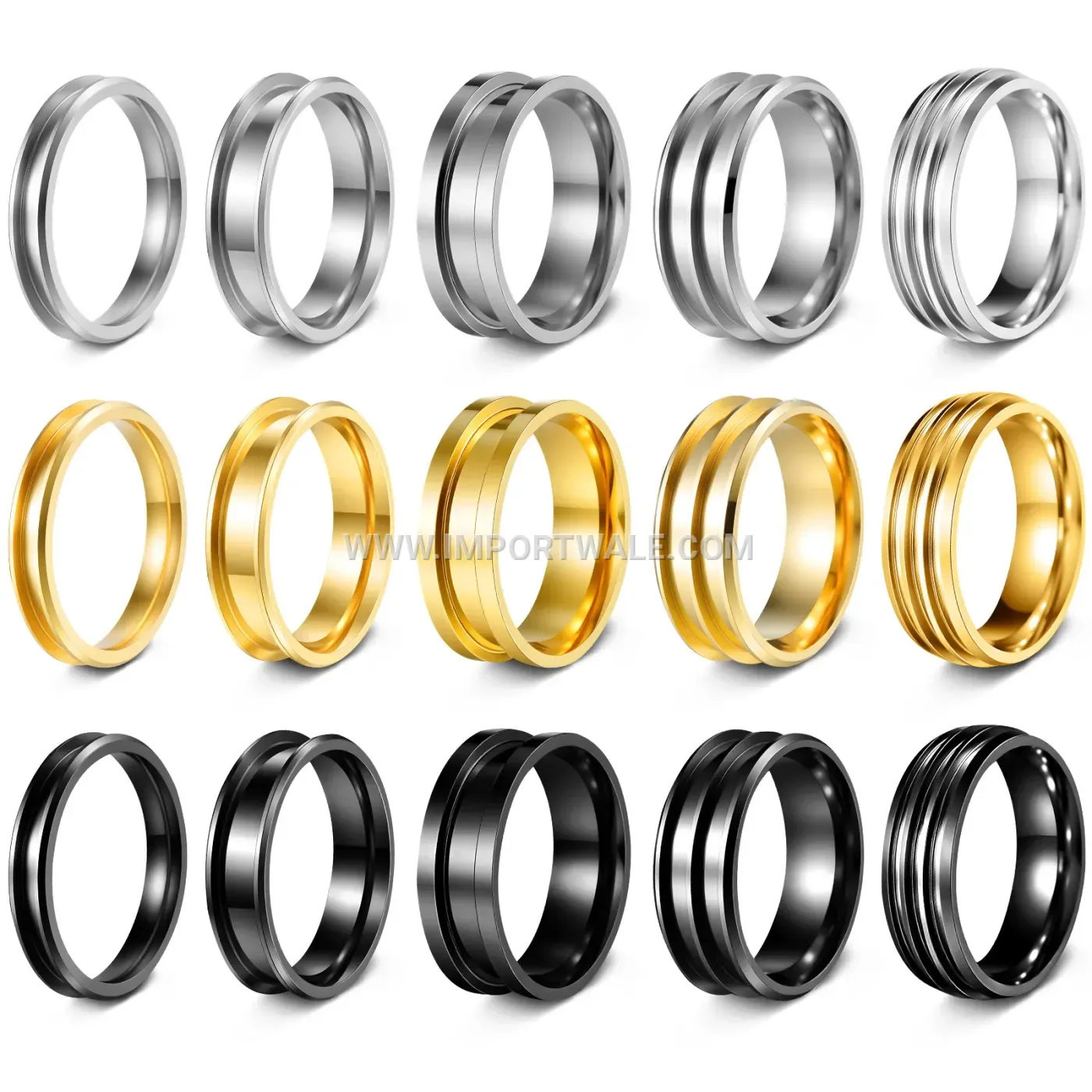 Minimalist Grooved Stainless Steel Band Ring