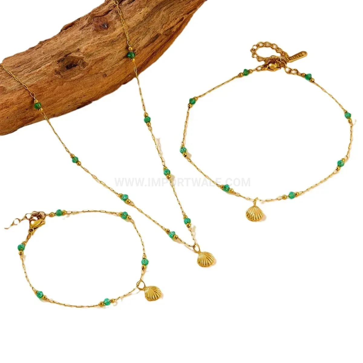 Classic 18K Gold Plated Titanium Steel Shell Jewelry Set