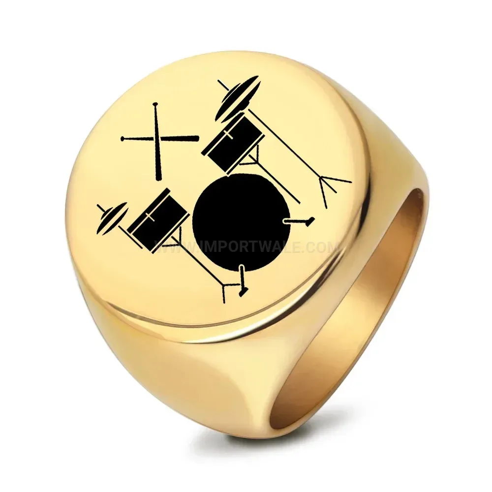 Chic Vintage Drum Engraved Stainless Steel Statement Ring