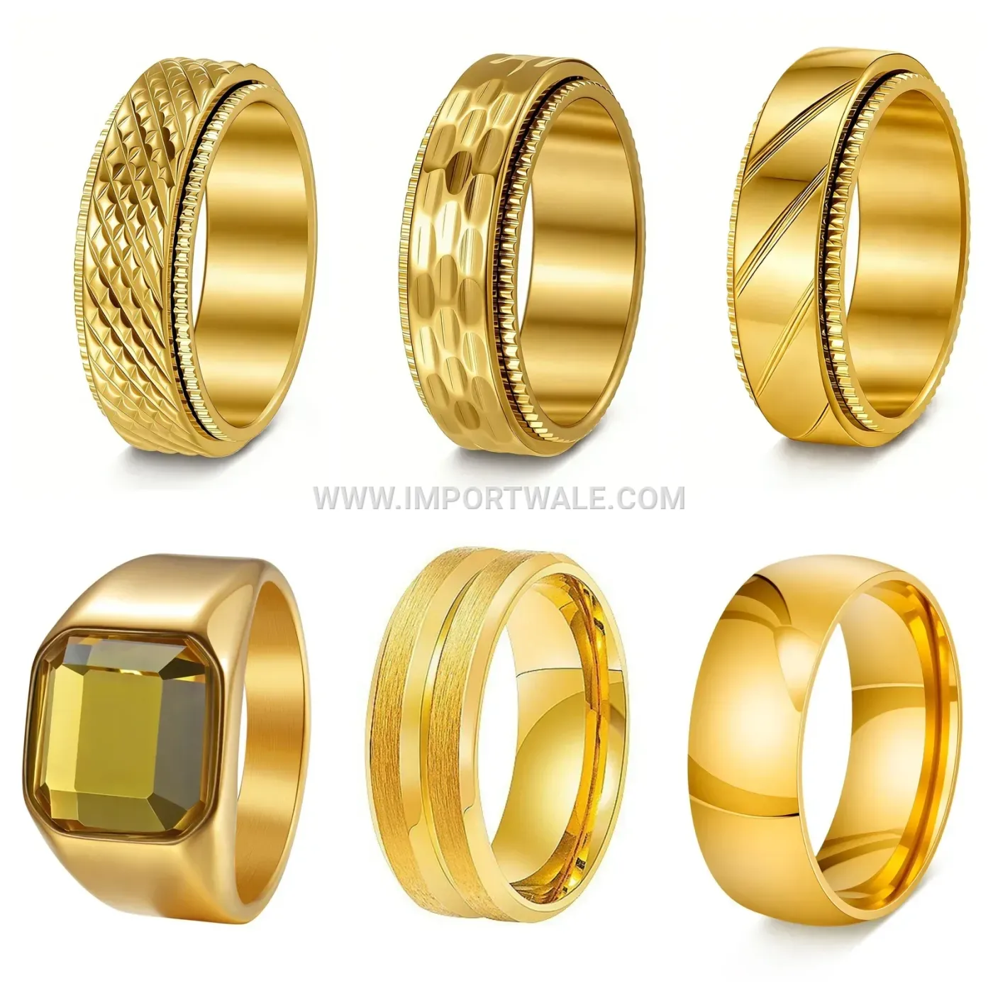 Minimalist 8mm Wide Stainless Steel Gold Plated Band Ring