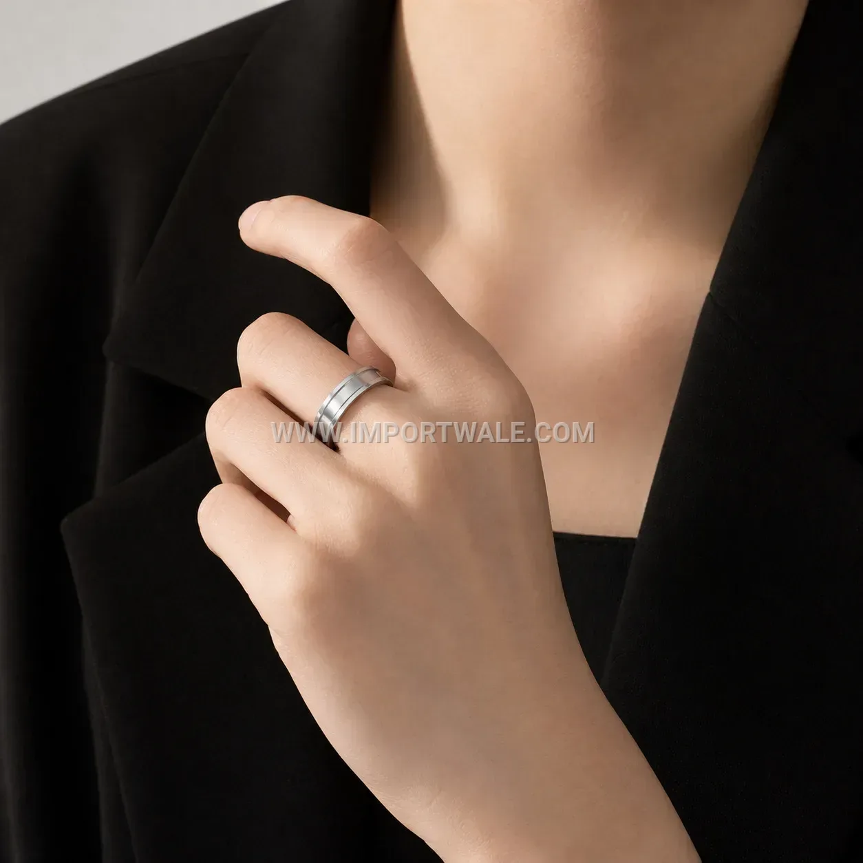 Minimalist Grooved Stainless Steel Band Ring