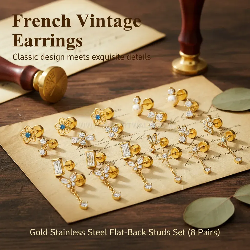Classic Stainless Steel Dangle Screw Back Cartilage Piercing Earrings