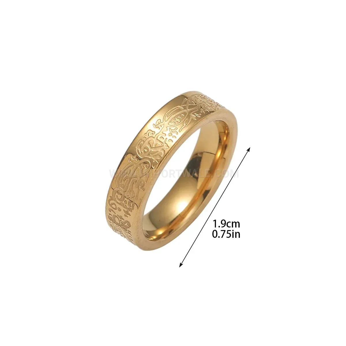 Designer Stainless Steel Islamic Quran Scripture Inscribed Band Ring