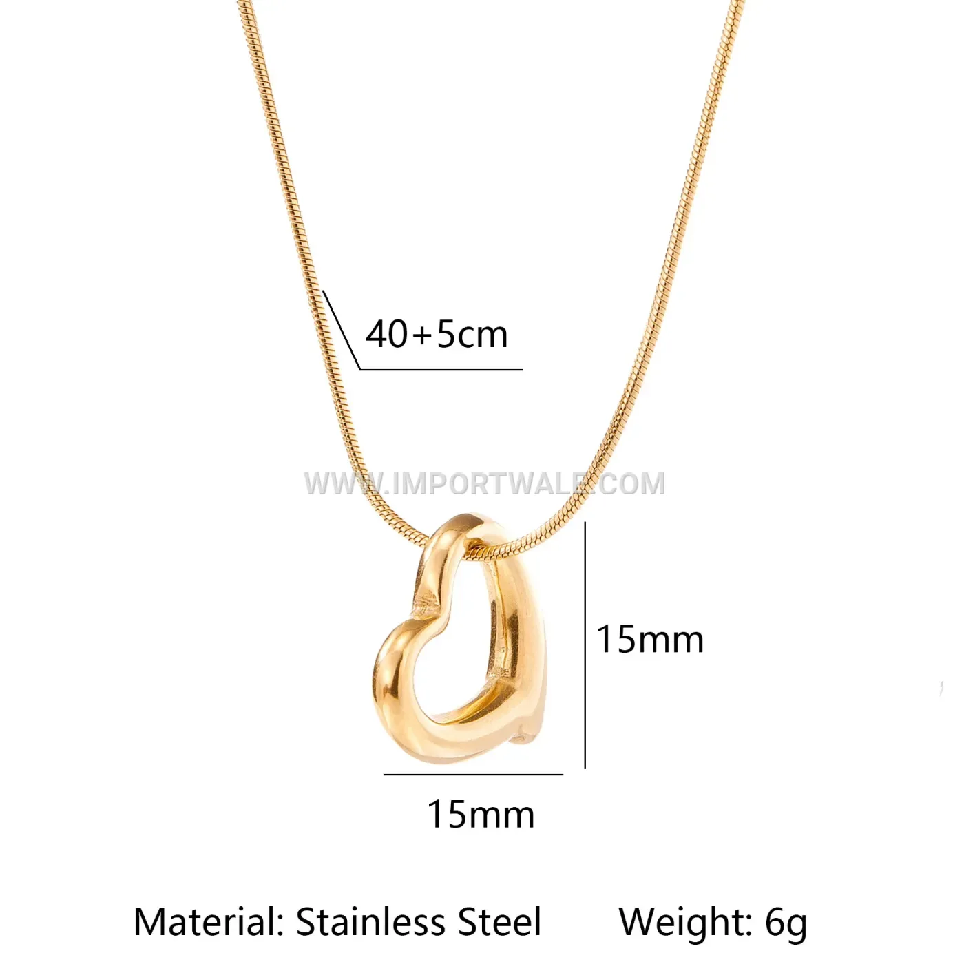 Heart Pendant Natural Stone Stainless Steel Link Chain Necklace