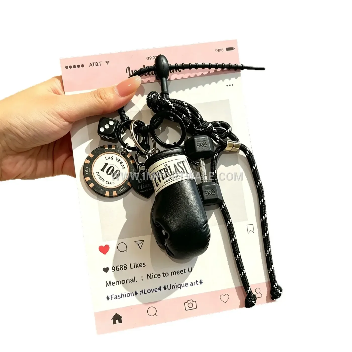 Handcrafted Faux Leather Boxing Glove Bag Creative Key chains Keyring
