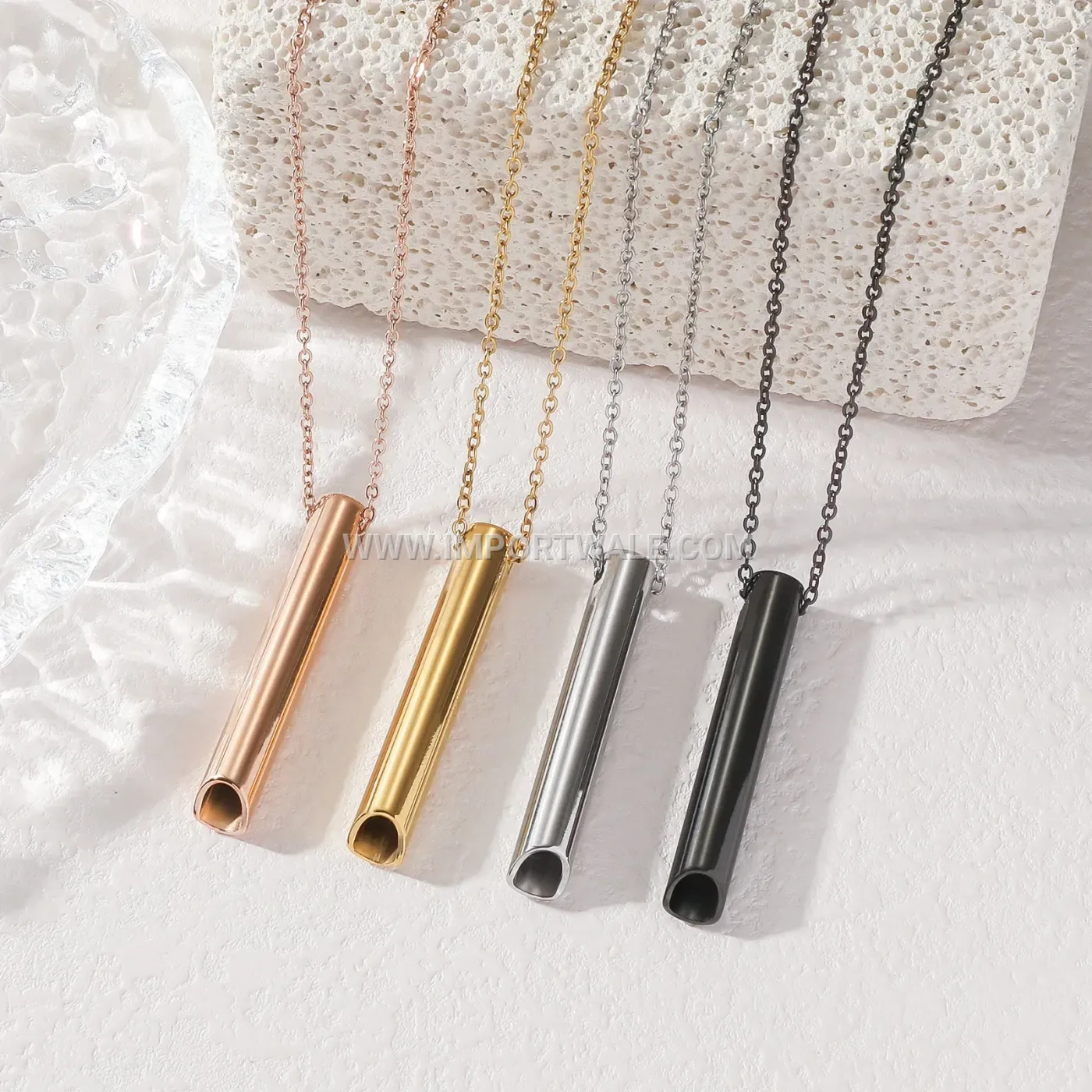 Mindful Breathing Whistle Stainless Steel Pendant Necklace