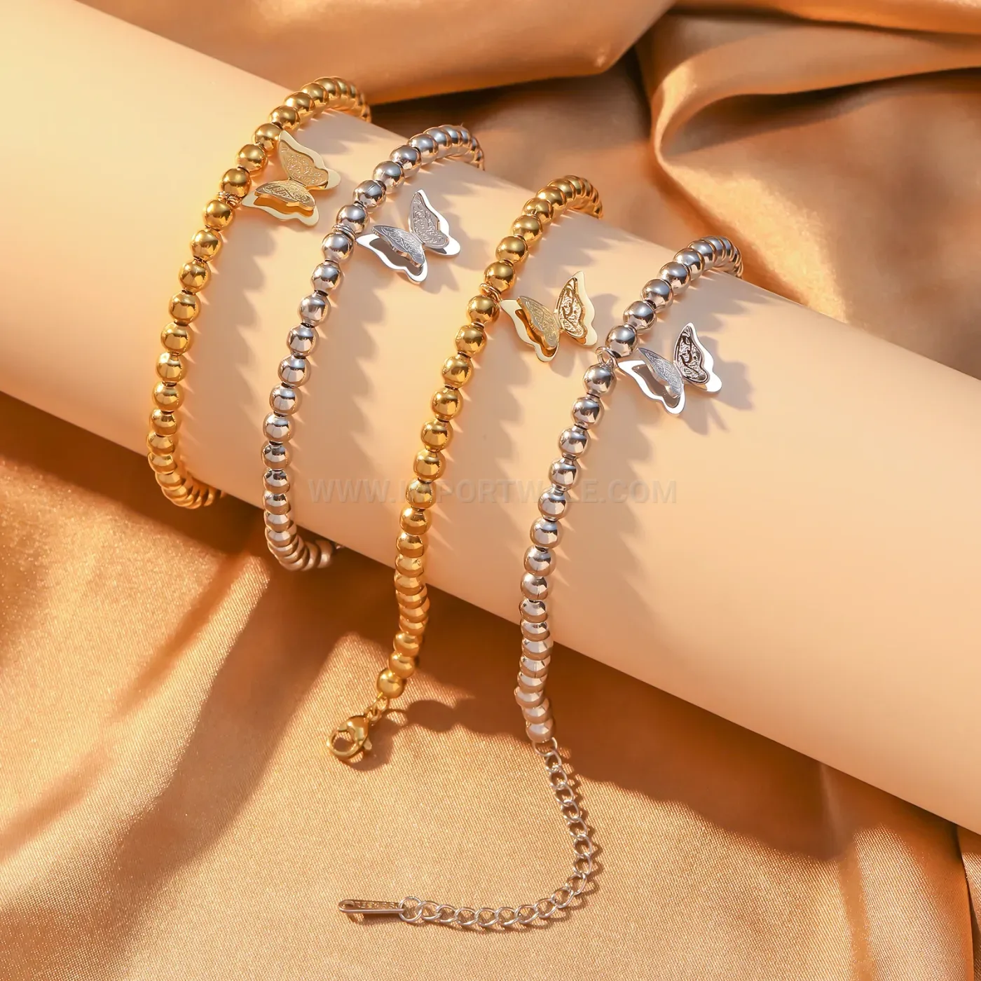 Stainless Steel Islamic Sabr Shukr Tawakkul Butterfly Beaded Bracelet