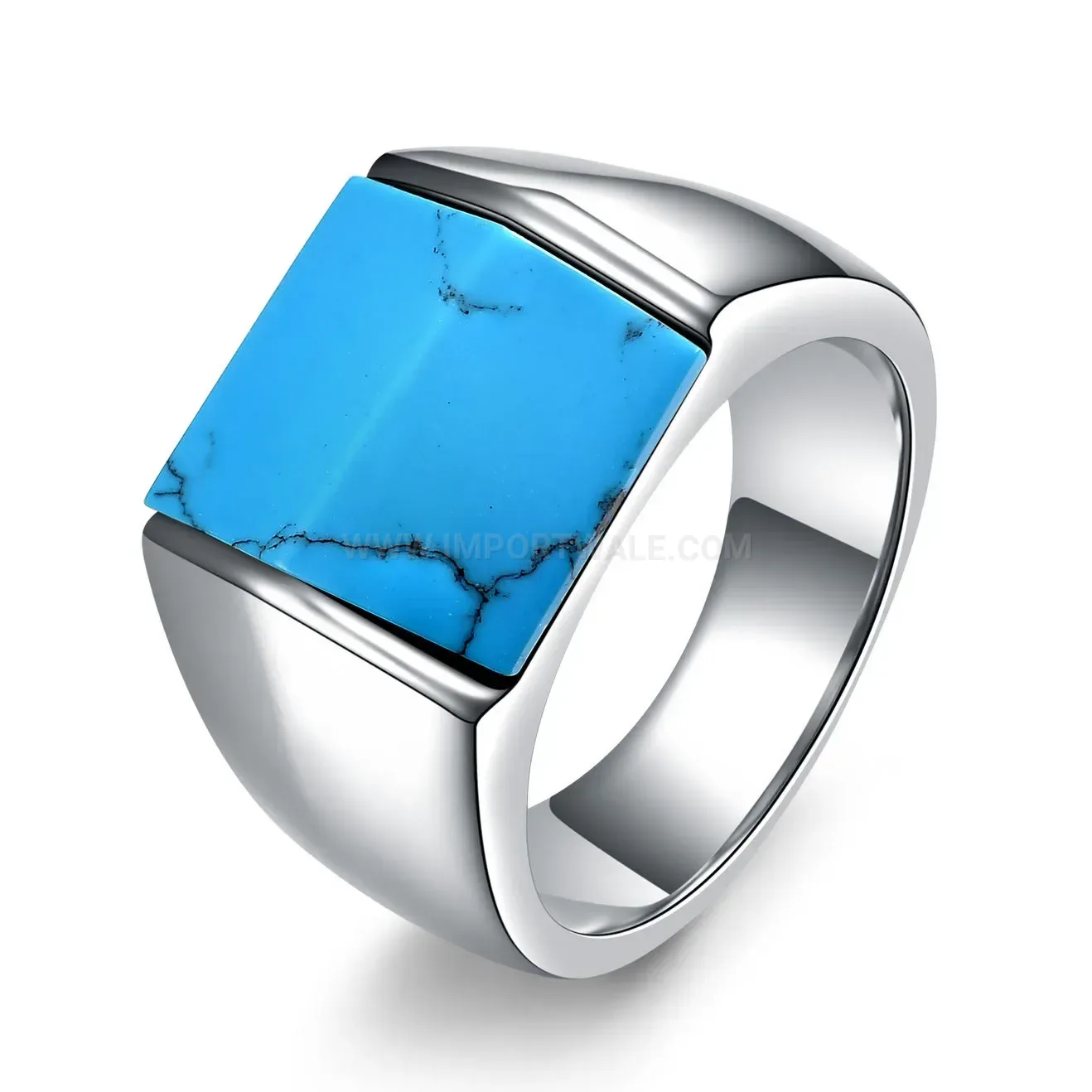 Classic Square Geometric Stainless Steel Vintage Signet Ring