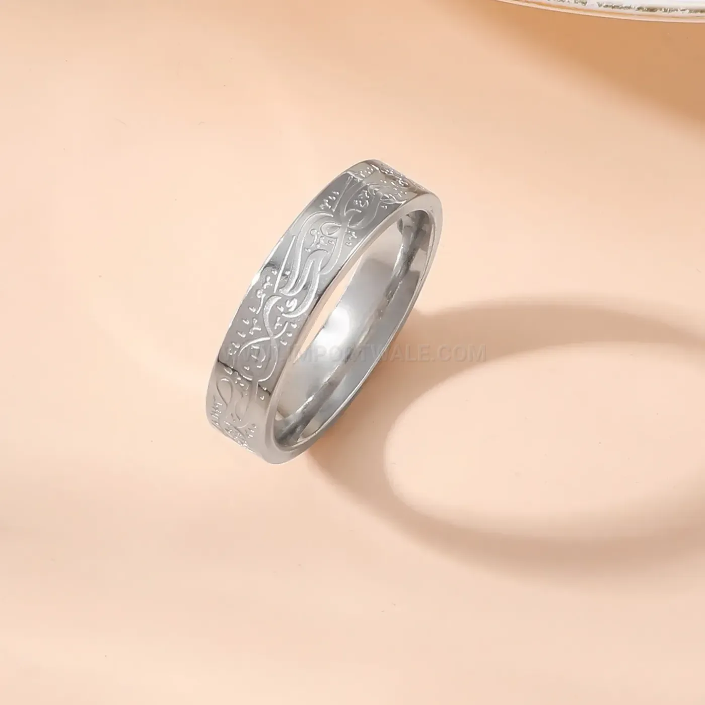 Trendy Stainless Steel Islamic Script Calligraphy Statement Ring