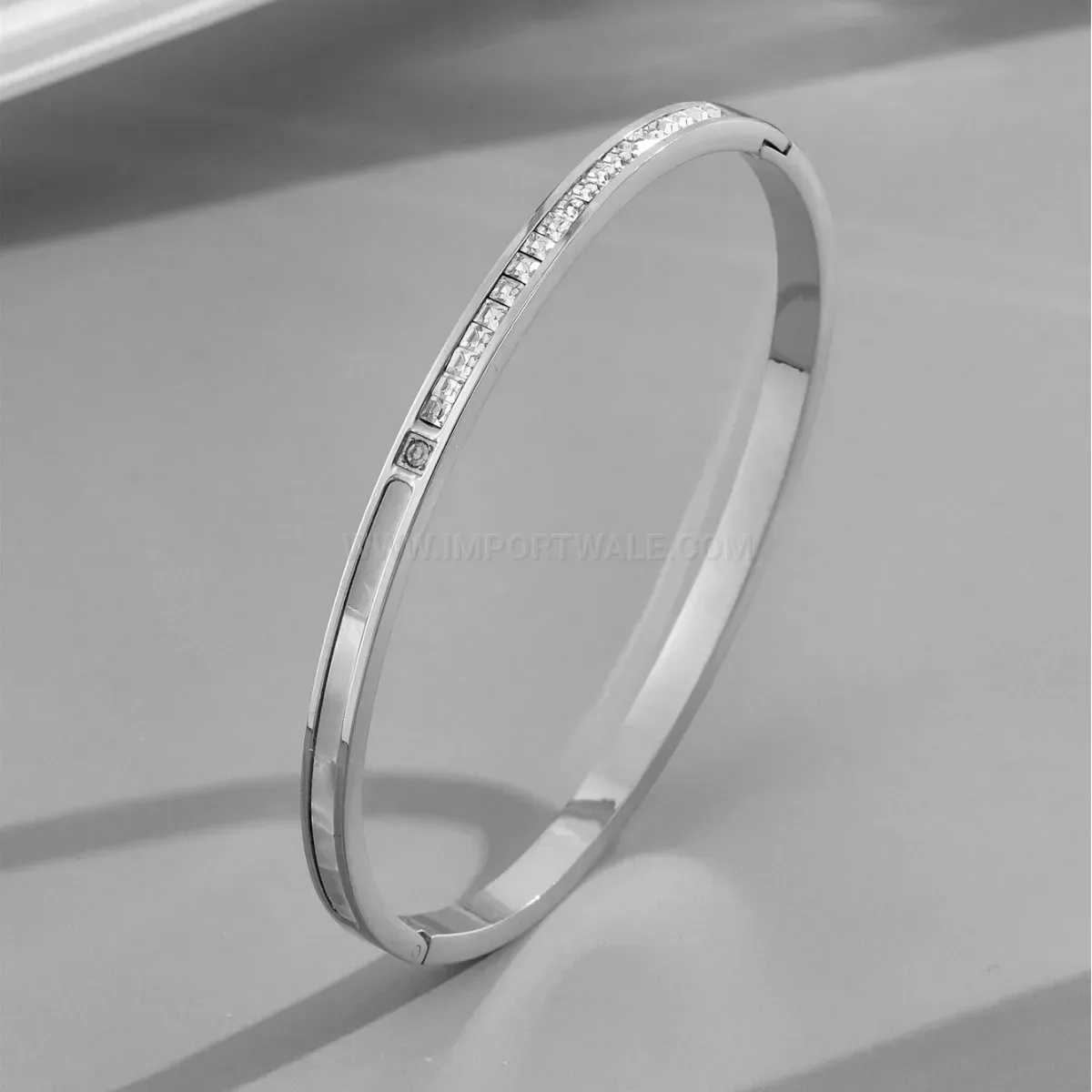 Mother of Pearl Rhinestone Titanium Steel Bangle