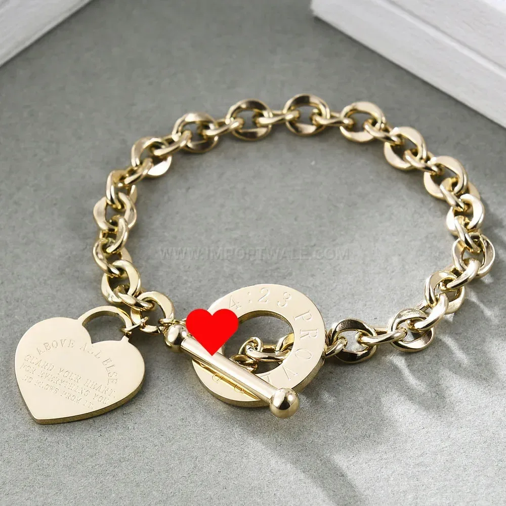 Roman Numeral Cross Stainless Steel Toggle Bracelet
