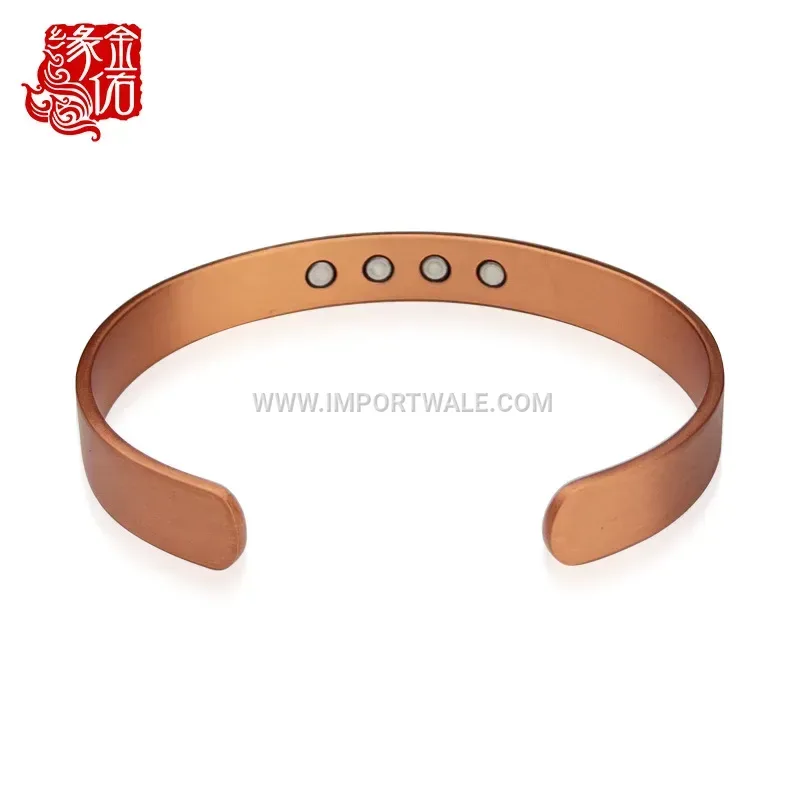 Minimalist Pure Copper Magnetic Bangle Bracelet with Vacuum Plating