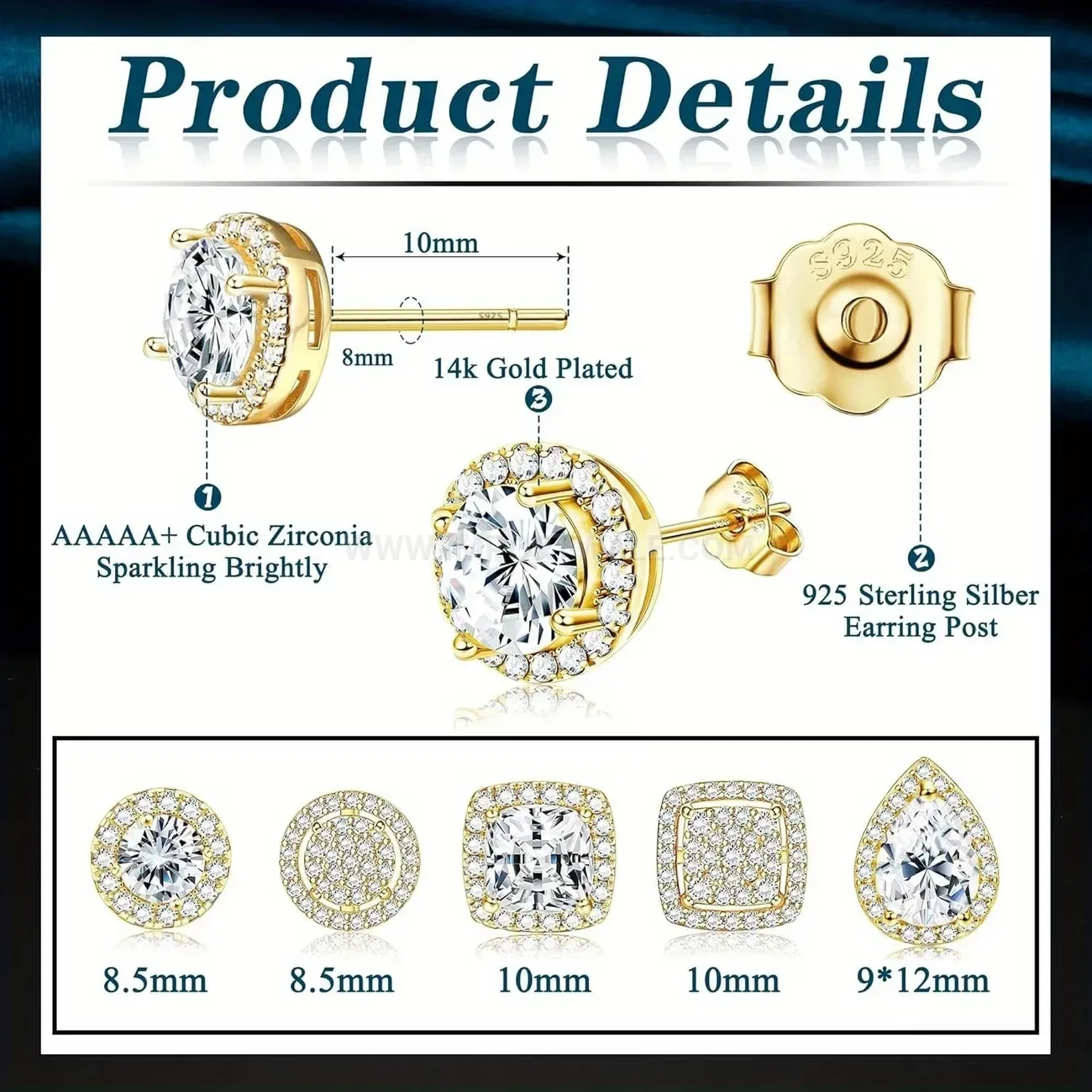 Fashion Stainless Steel Pave Cubic Zirconia Stud Earrings
