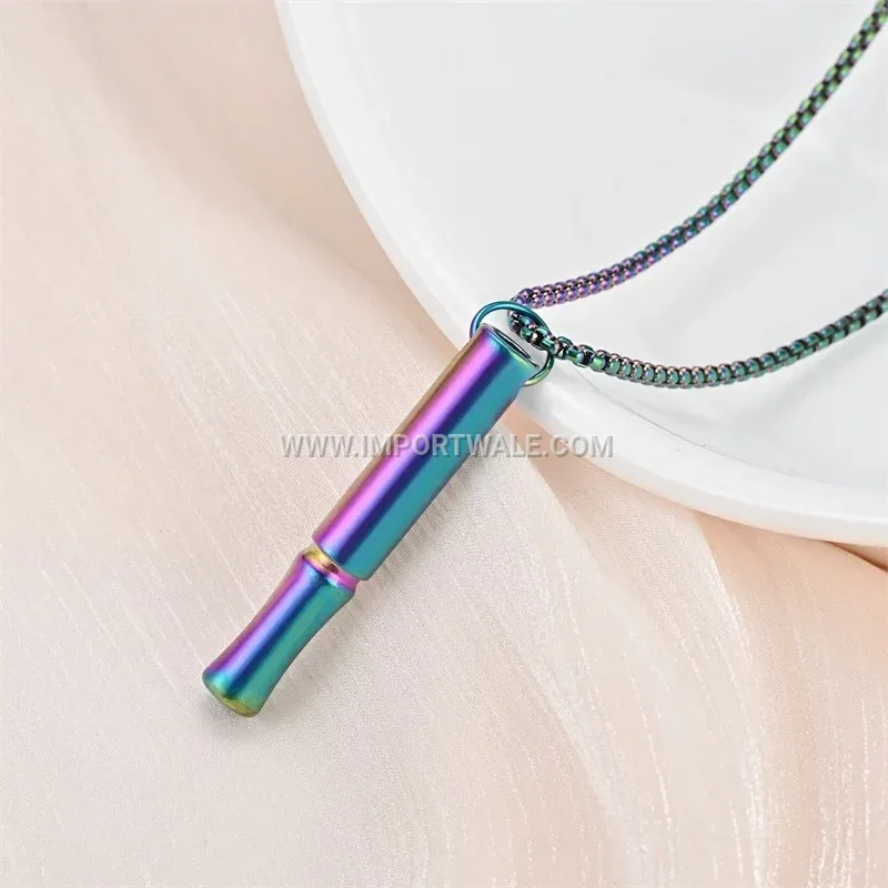 Stainless Steel Mindful Breathing Pendant Link Chain Necklace