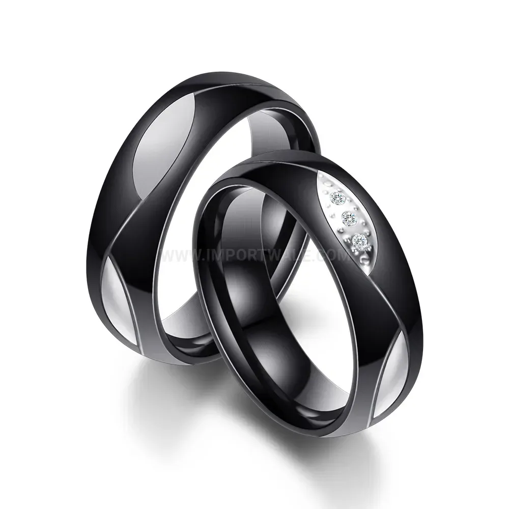 Delicate Leaf Motif Micro Pave Stainless Steel Ring