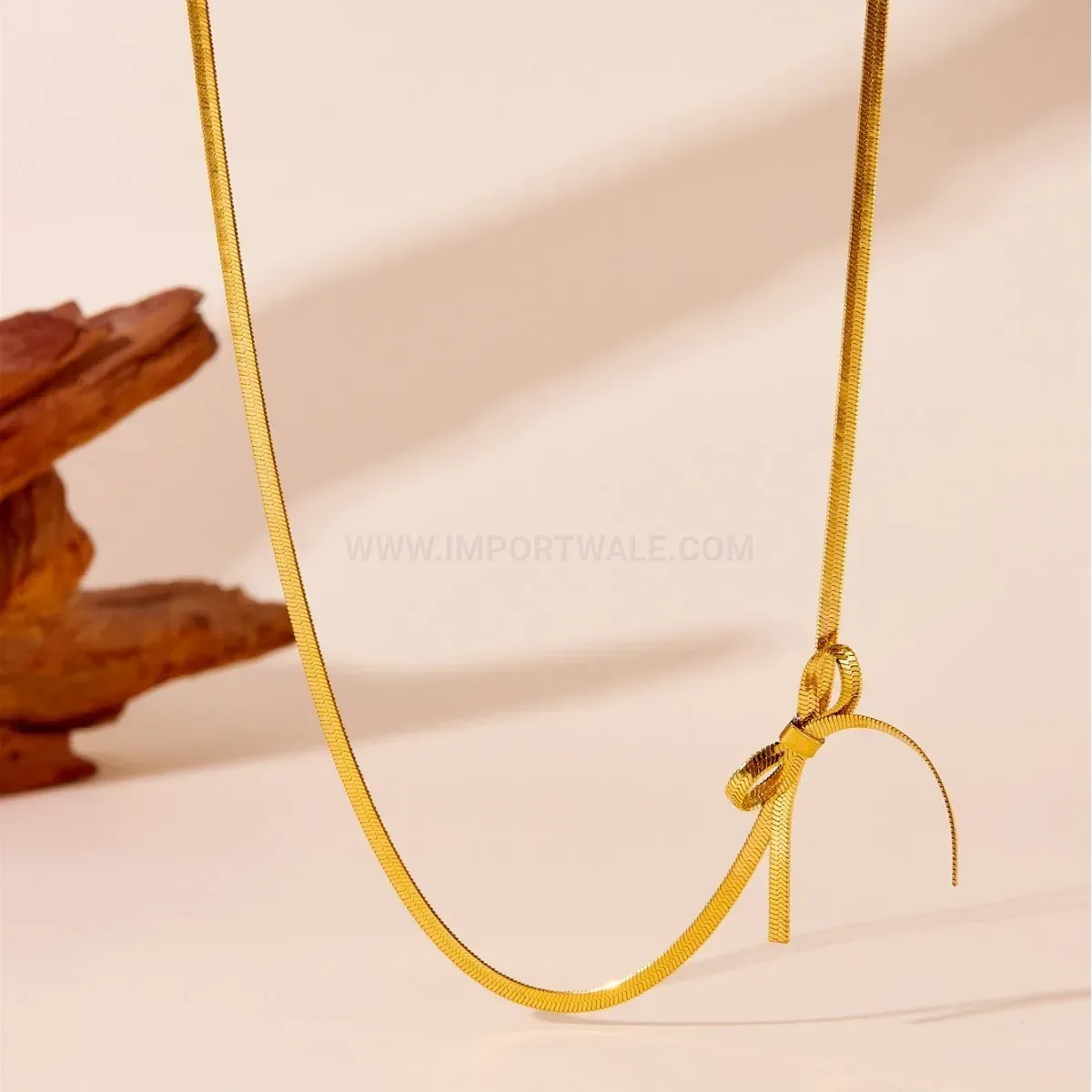 Modern Stainless Steel Bowknot Blade Chain Pendant Necklace