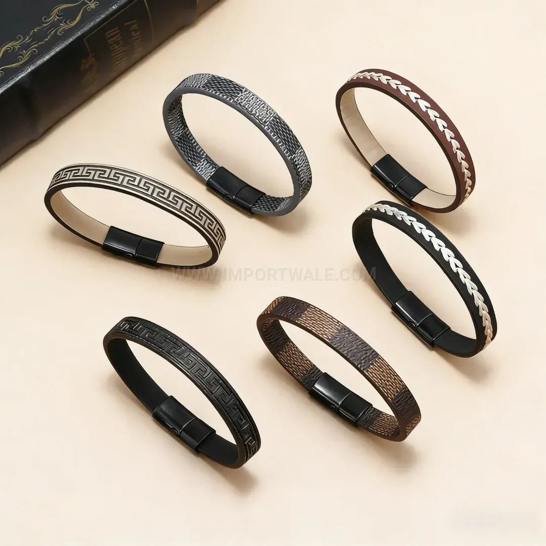 Elegant Braided Faux Leather Mens Wrap Bracelet With Alloy Clasp