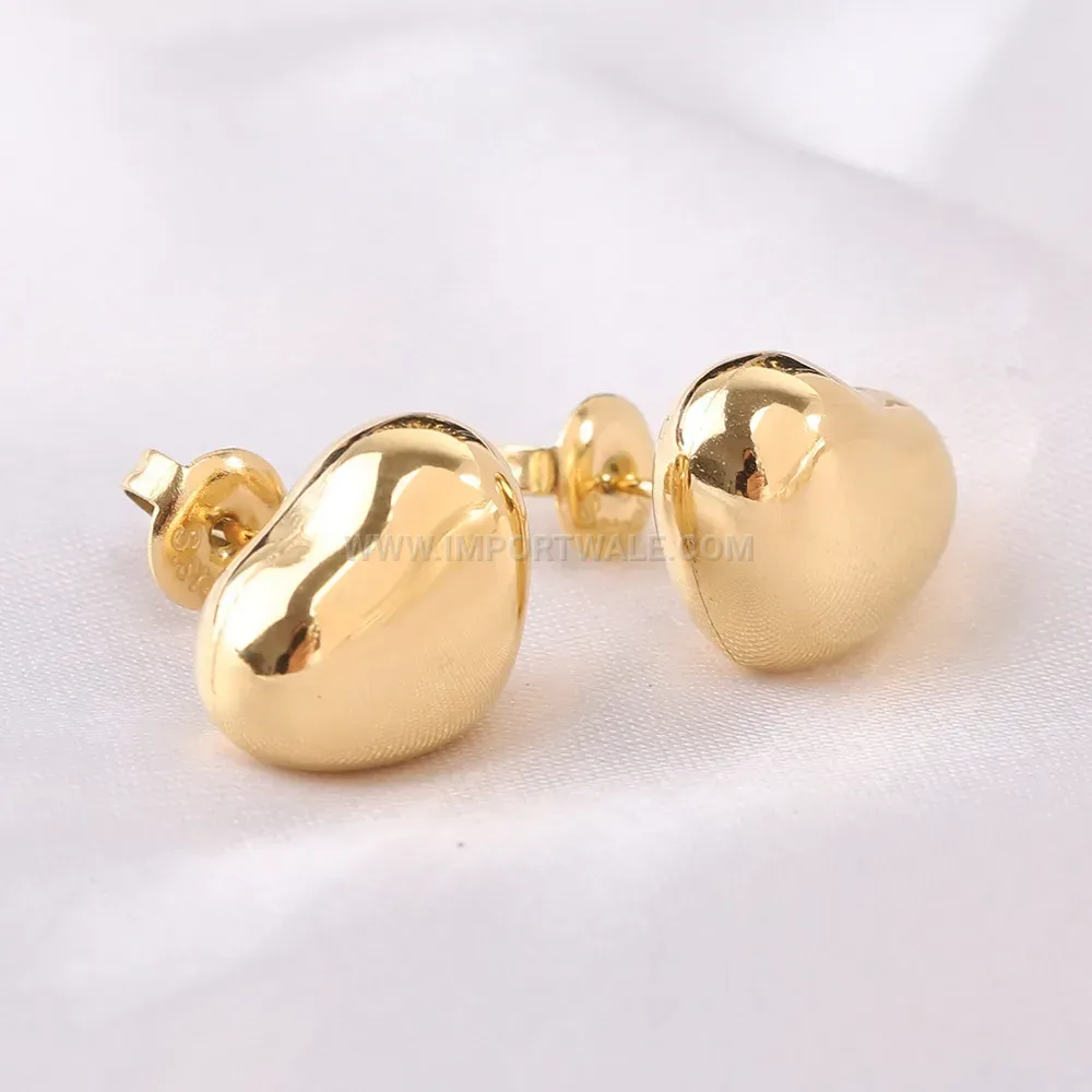Minimalist Gold Plated Stainless Steel Heart Stud Earrings