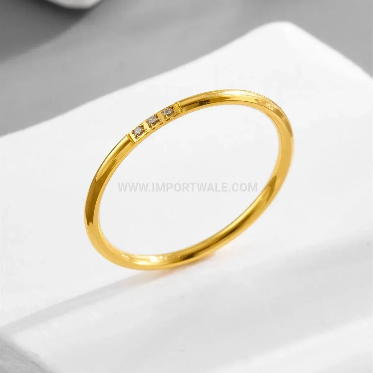 Ultra Fine Gold Plated Titanium Steel Zircon Ring