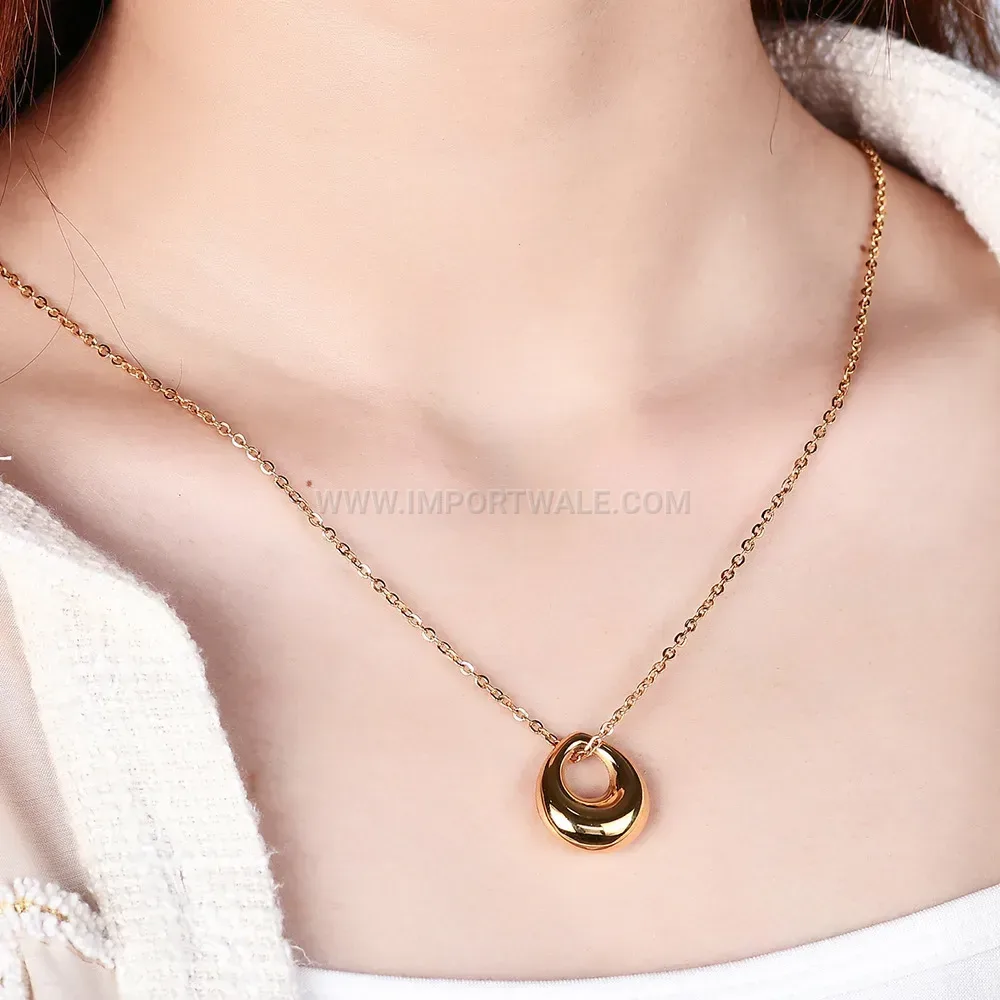 Hollow Teardrop Stainless Steel Pendant Necklace