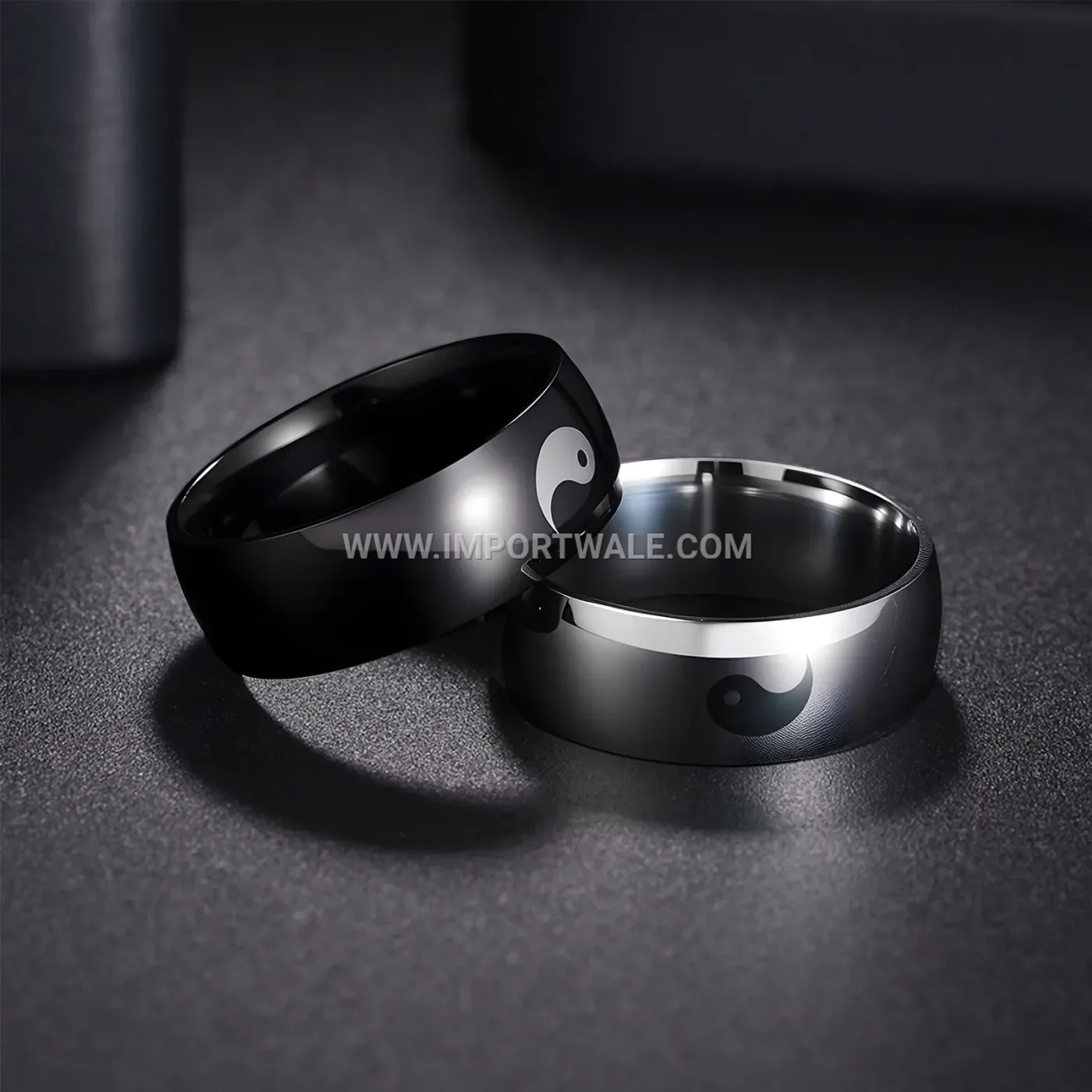 Yin Yang Bagua Engraved Stainless Steel Band Ring